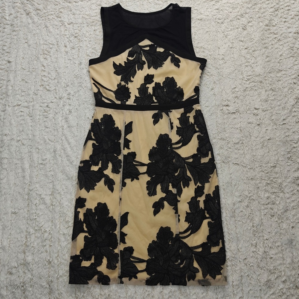 Black Floral Cocktail Sheath Dress Women Small Anthropologie Weston Wear Arioso